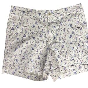 Jack's Girlfriend Floral Shorts Women XL White Purple Botanical Elastic Back
